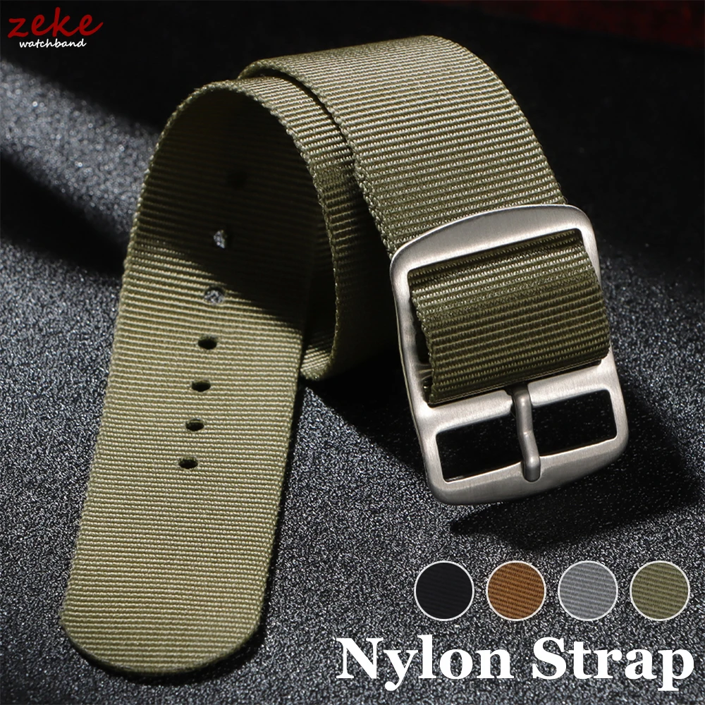 Geripptes Uhrenarmband, 20 mm, für Omega, atmungsaktives, robustes Nylon-Militärarmband, Retro-Armband, geflochtene Bänder aus ballistischem Stoff Image