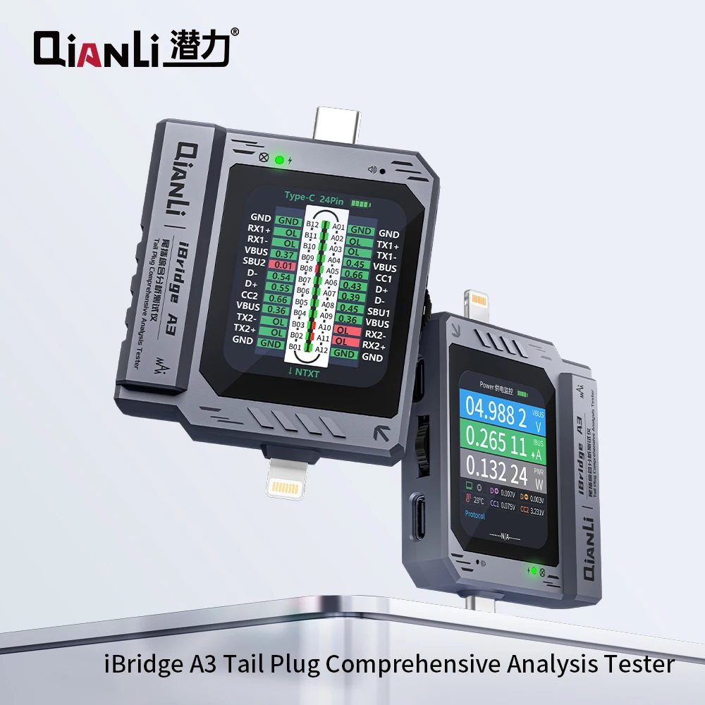 Qianli iBridge A3 Tail Plug Tester Umfassende Analyse Typ-C Lightning Interface Auto-Scan für iPhone SAM Diagnosetool Image