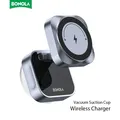 Bonola Caricabatterie wireless con ventosa sottovuoto per iPhone 16 Pro/15/14/13 Ricarica wireless magnetica da 15 W pieghevole per auto/vetro