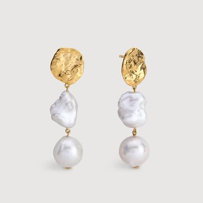 Gold Capri Multi Pearl Drop Earrings Pearl