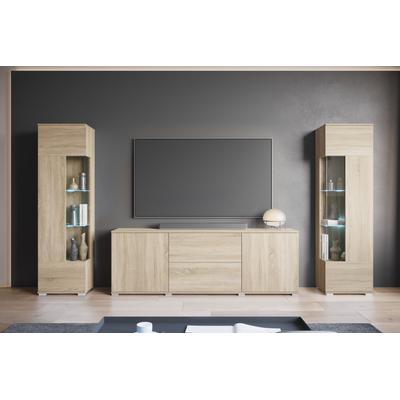 Wohnwand INOSIGN "KENIA", braun (eiche sonoma), B:270cm H:161cm T:34cm, Kastenmöbel-Sets, Vitrinen mit Eckverglasung, hängend und stehend montierbar Image
