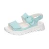 Plateausandale WALDLÄUFER "H-NELE", Damen, Gr. 8 (42), blau (hellblau), Veloursleder, unifarben, modisch, Schuhe, Sommerschuh, Sandalette, Klettschuh in Komfortweite H (= sehr weit)