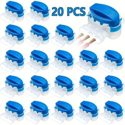 TEMU 10/20pcs Electrical Idc 314-box 3 Way Outdoor Wire Connector, Self-stripping Moisture-resistant Pigtail Connectors For Robotic Lawn Mowers, Irrigation Applications Image