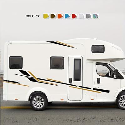 TEMU 6pcs Striped Vinyl Decal Set. Suitable For Camping Vehicles, Rvs, And Van Customization Accessories - Graphic Stickers Image
