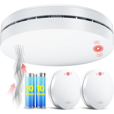 TEMU 3pcs Smoke Detector With Alasting ,din En 14604 Test Winner, Smoke Alarm, Fire Alarm, Self-adhesive, Smoke Alarm >85db Alarm Sound, Includes Test/ Button, Designed For Home Fire . Image