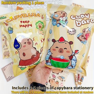 TEMU Capybara Theme Surprise Stationery Gift Bag - Multiple Styles ( 3-5 Products), Capybara Theme - No Electricity, No Feathers, School Supplies Gift, Capybara Gift Bag Student Prize Image