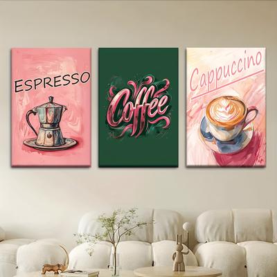 TEMU 3pcs/set, Canvas Painting--, Vintage Kitchen, Coffee Shop Signs, Posters And Prints, Living Room, Library, Office, Cafe, Bar, Abstract Art, Perfect Birthday, Holiday Gift, Valentine's Day, Image