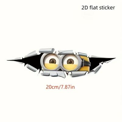 TEMU Cartoon Eye Decal Sticker - Self-adhesive Vinyl Car Decoration For Windows, Bumpers, Glass, Metal, - Glossy Finish, Irregular Shape, Single-use Automotive Exterior Accessory, Funny Car Stickers Image
