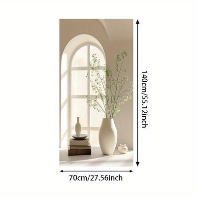 TEMU Modern Abstract Vase & Plant Still Life Canvas Art Print - Frameless Wall Decor For Living Room And Bedroom, 27.56x55.12in, Neutral Tones, , Decor, Room Decor Image