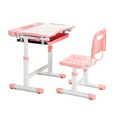 TEMU Desk And Chair Set Height Adjustable Study Desk And Chair With 55° Tiltable Desktop, Storage Drawer And Metal Hook Image