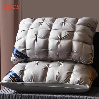 TEMU 2pcs 19x29 Inch Deep Sleep Neck Support Pillow Covers - Non-collapsing Polyester Inserts, Hypoallergenic, Family Bedrooms & Rvs, Indoor , Indoor |soft Texture Cover|hypoallergenic Material Image