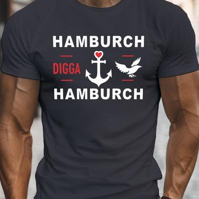 TEMU Bird Anchor , Men's Round Crew Neck Short Sleeve Tee, Casual T-shirtcasual Comfy Lightweight Top For Summer Image