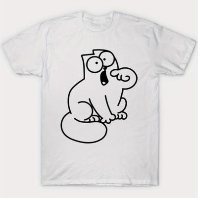 TEMU Cat Men's Funny Graphic T-shirt - 100% Cotton Crew Neck Short Sleeve Tee With Cartoon , Casual Summer Top, Machine Washable Regular Fit Image