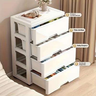 TEMU Storage Cabinet With 3/4/5/6 Drawers Suitable For Home, Office, Bedroom, Living Room, Kitchen, Bathroom, Etc., Ideal For Storing Documents, Clothes, Miscellaneous Items, And Suitcases Image