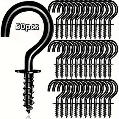 TEMU 50/ Durable -shaped Hooks, Heavy-duty Screw Hooks For Hanging Lights, Plants, Utensils - Versatile Wall Ceiling Hooks Image