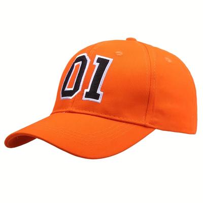 TEMU Orange Embroidered 01 Racing Car Cap For Men, Baseball Hat For Off-road Outdoor Sun Protection, Adjustable Women's Hat. Image