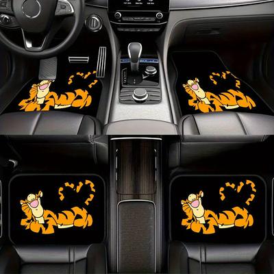 TEMU 4pcs Tigger [] Durable Car Mats For Cars, Suvs, Trucks, Floor Protectors, Suitable For All , An Ideal Gift For Day, Father's Day, Birthdays, Couples Image