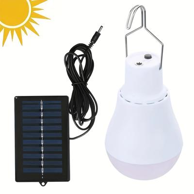 TEMU Rechargeable Energy-saving Hanging Garden And Camping Lantern, Solar Led Outdoor Bulb With Solar Panel - Semi-permanent, Switch Control, Plastic Material Image