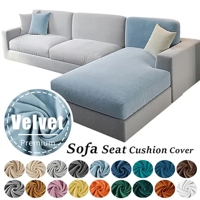 Superweicher Samt-Sitzkissenbezug für Sofa, einfarbig, dehnbar, verdickt, Sofabezug, Schnittcouch, Image