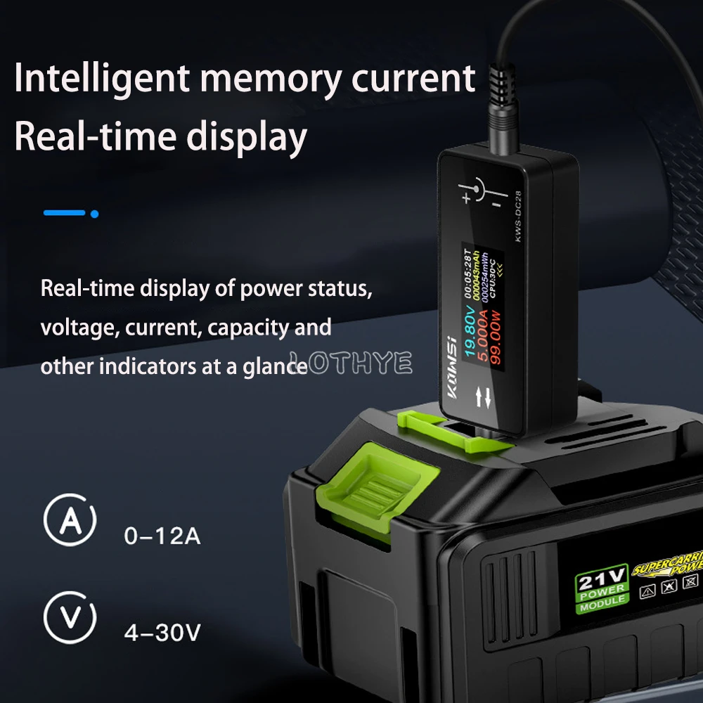 KWS-DC28 0,96 Zoll intelligenter Ladetester 4–30 V 12 A Digitalvoltmeter Amperemeter TFT-Bildschirm Leistungsmesser Spannung Stromtester Image
