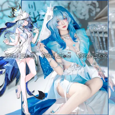 Wuthering Waves The Shorekeeper Cosplay Kostüm Sexy Kleid mit Schleier Kopfbedeckung Schmetterling Image