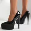 Plattform Frauen High Heels Pumps Schuhe elegant 2024 schwarz weiß rosa Absatz Tanz party Hochzeit