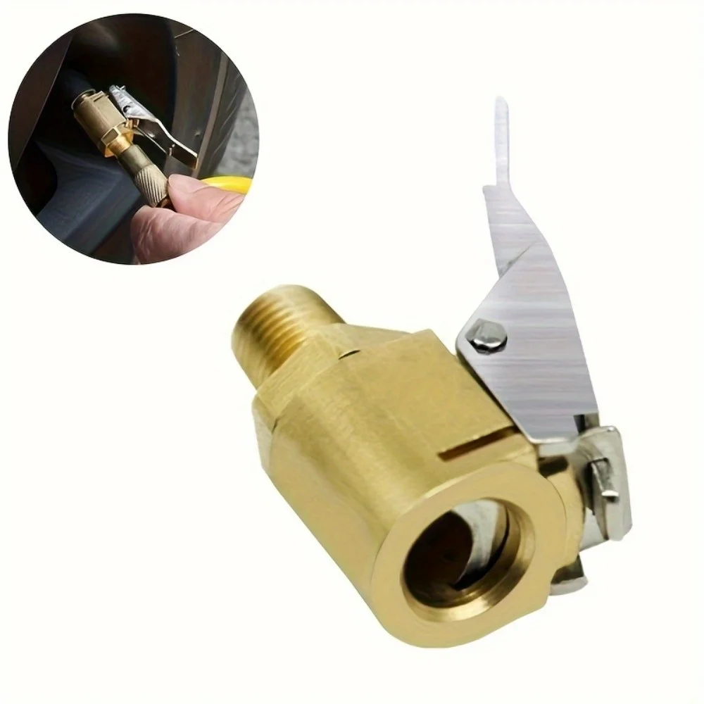 Reifen Air Chuck mit Clip Adapter Messing Locking Reifen Inflator Düse Adapter geeignet für Fahrzeug Inflation Pumpe Anschluss Image