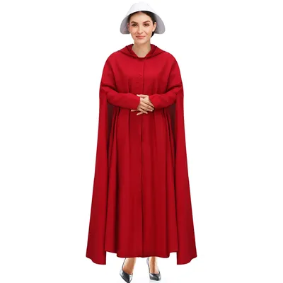 Damen Cosplay Kostüm Full Set Handmaid Off red Umhang Umhang mit weißem Hut Karneval Party Outfits Image