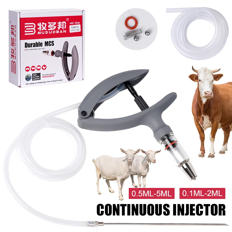 2 ml/5 ml Tierkontinuierliche Spritze Veterinärinjektion Impfstoffinjektion mit Nadel für Vieh Geflügel Schwein Rinder Schafe Image