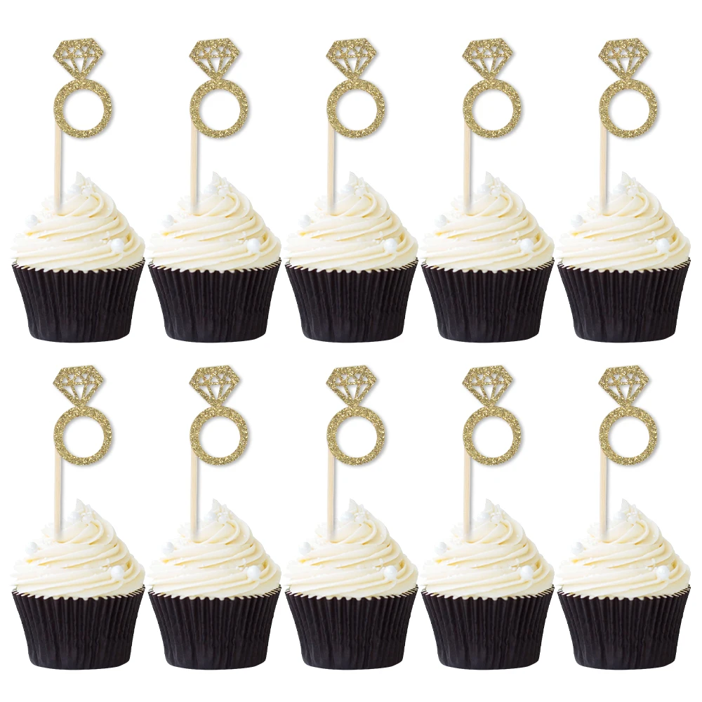 10/20 Stück Verlobungsring Cupcake Plugins, Dessert-Dekorationszubehör für Singles, Partys und Hochzeiten Image