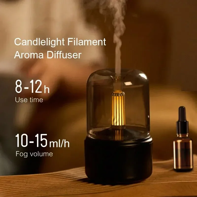 Stilvolle Kerzenlicht Nachtlicht Aromatherapie Maschine USB Plug-in Desktop Ambiente Kerzenlicht Hause Aromatherapie Luftbefeuchter Image