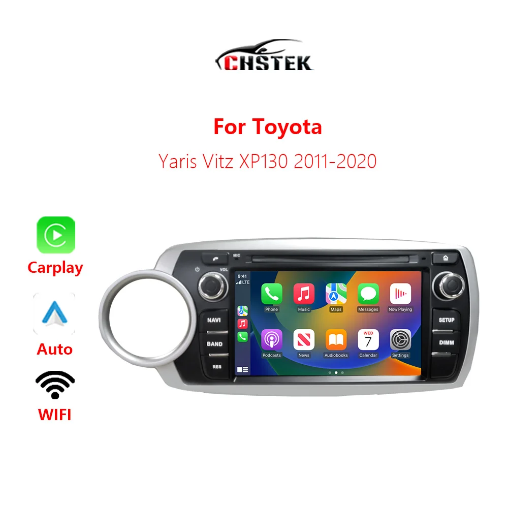 Auto Radio Carplay Für Toyota Yaris Vitz XP130 2011 2012-2020 Android Auto Multimedia Stereo Navigation Bluetooth WIFI autoradio Image