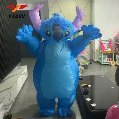 Blaues aufblasbares Lilo & Stitch-Maskottchen-Kostüm, Anime-Cartoon-Puppe, aufblasbare Anzüge, lustige Party, Erwachsene, Cosplay, Leistung, Kostüm Image