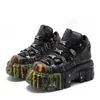Punk-Metallnieten-Tintenstrahlstiefel mit dicker Sohle, 2025, rund, New Rock, Sport, Freizeitschuhe,