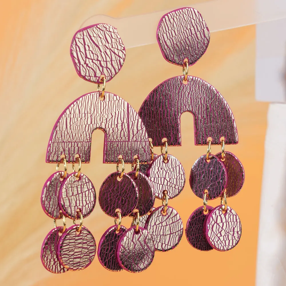 Übertreiben Bogen Form Kreisförmige Spleißen Polymer Clay Tropfen Ohrringe Schwarz Rose Rot Ton Baumeln Ohrringe Für Frauen Schmuck Party G