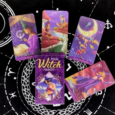 Teen Witch Tarot-Deck, 78 Stück, Tarotkarten, frisch, skurriler, hell herzförmig und mystisch, 10,3 Image