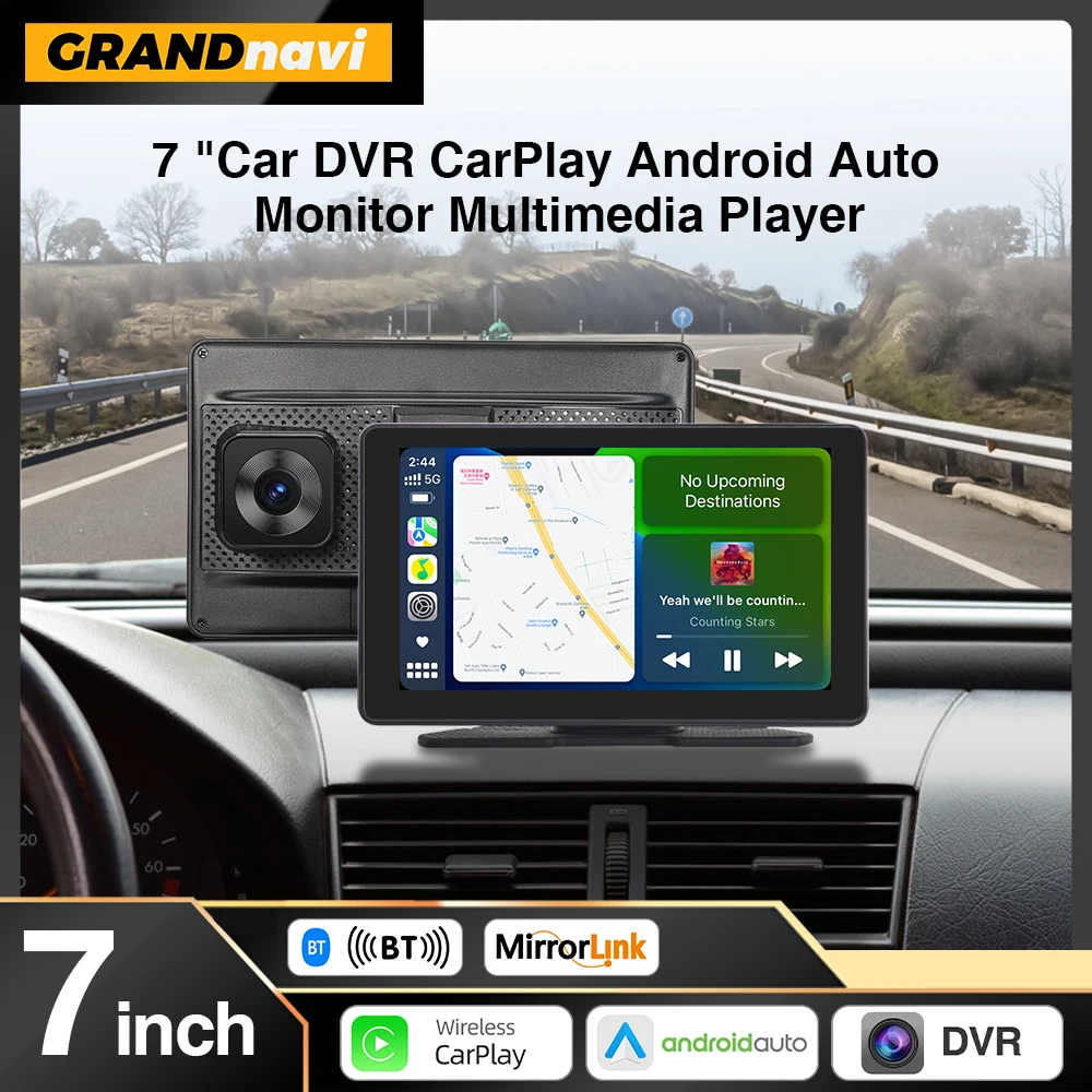 Universal 7'' 4K DVR Monitor Auto Radio Drahtlose Carplay Android Auto Multimedia Video Player Smart Screen Für Ford KIA VW Nissan Image