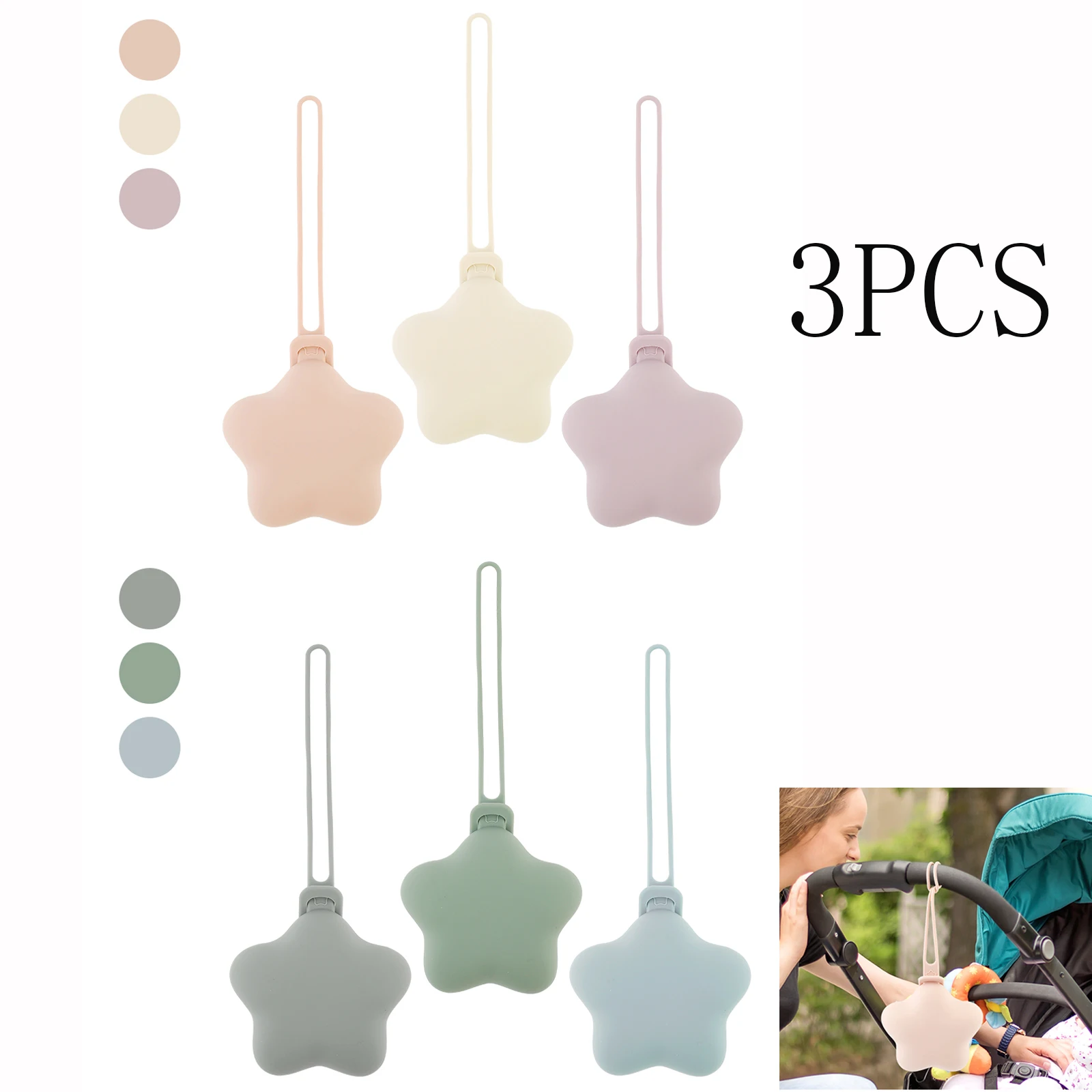 3Pcs Baby Silikon Schnuller Halter Fall Sicher Food Grade Infant Tragbare Schnuller Container Box Pentagramm Form Nippel Organizer Image