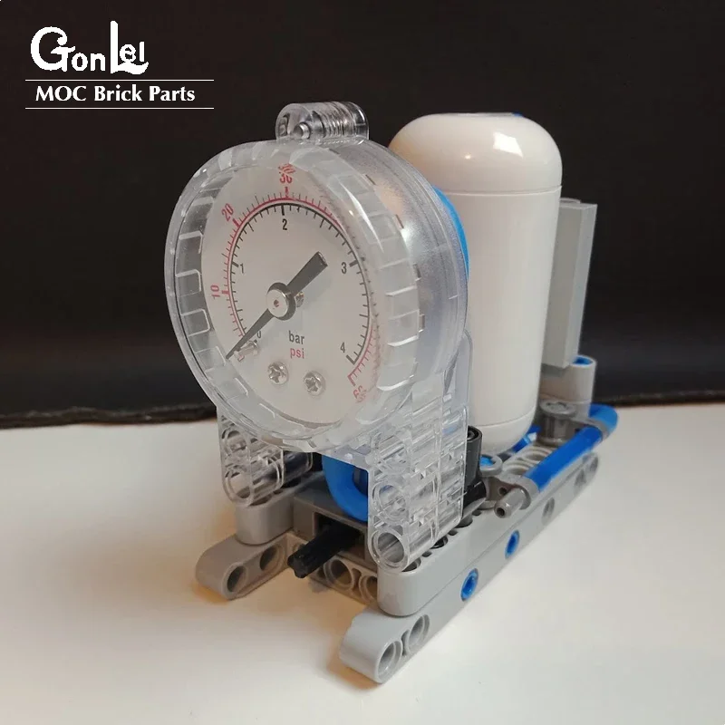Technisches Pneumatik-Manometer, Zylinder- und Ventilbausteine-Modell, abgestimmt auf 64065, 75974, Airtank-Manometer, MOC-Teile Image