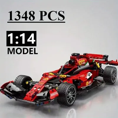 1348 Stück kreatives berühmtes Super-Rennwagen-Spielzeug, rotes Fahrzeug-Bausteinmodell, technische Image