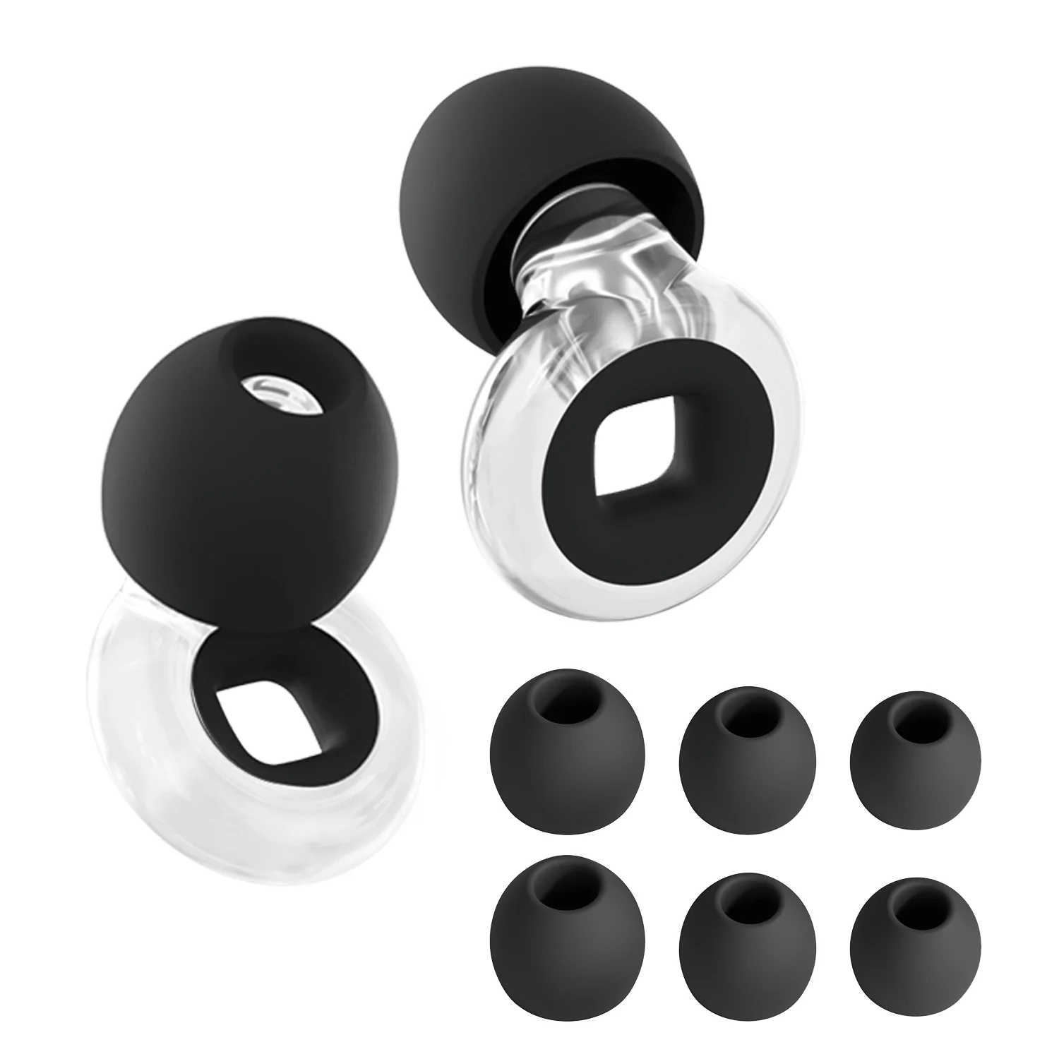 Wiederverwendbare Ohrstöpsel zur Geräuschreduzierung + Stummschaltung für zusätzliche Abdeckungen für Konzerte, Festivals, Live-Events, Sport, 8 Ohrstöpsel in XS/S/M/L Image