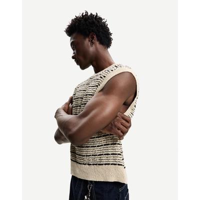 Bershka Striped Waistcoat Men S White / Black