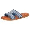 Pantolette MUSTANG SHOES, Damen, Gr. 40, blau (jeansblau), Textil, modisch, Schuhe, Flats, Sandale im Jeans-Look mit Strass-Steinchen verziert