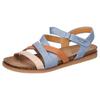 Riemchensandale MUSTANG SHOES, Damen, Gr. 41, bunt (hellblau, braun), Lederimitat, kontrastfarbene Details, casual, Schuhe, Barfußschuh, Klettschuh mit Tieffußbett