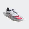 Fußballschuh ADIDAS PERFORMANCE "F50 MESSI LEAGUE FG/MG", Gr. 46, cloud weiß, lucid rot, silber metallic, Synthetik, sportlich, Schuhe, geeignet für Rasen- und Kunstrasenplätze