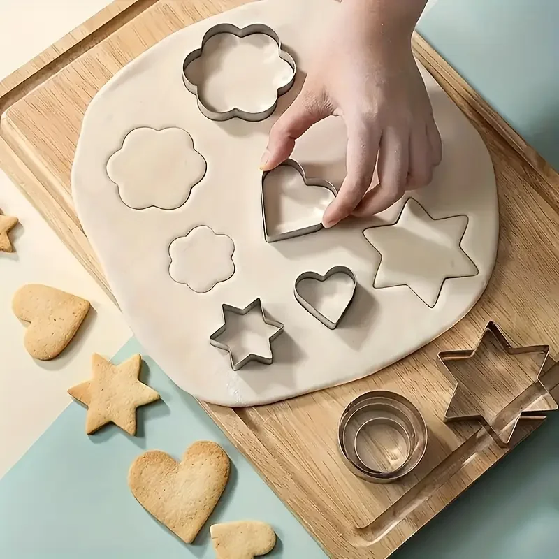 12 teile/sätze DIY Form Stern Herz Runde Blume Form Cutter Backform Küche Zubehör Edelstahl Cookie Keks Werkzeuge Image