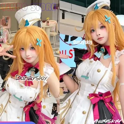 Genshin Impact Escoffier Cosplay Kostüm Perücke Kleid Hut Ousia Fontaine Geschmackvolle Exzellenz Halloween Party Für Frauen Mädchen Image