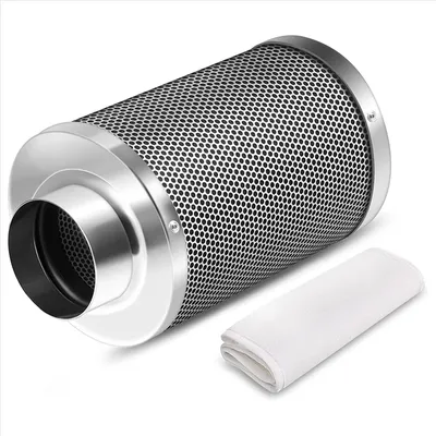 ABRG 4-Zoll-Luftkohlefilter zur Geruchskontrolle, umkehrbarer Flansch, Vorfilter im Lieferumfang enthalten, Geruchsschrubber für den Anbau von Zeltzimmern Image