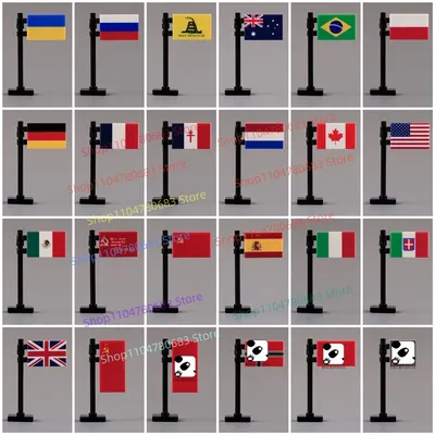 MOC Militärbausteine, Menschen, Tugenden, französische Flagge, Druckzubehör, Dekoration, Spielzeug Image