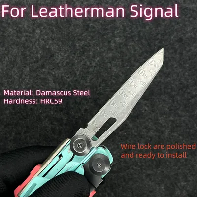 Damaskus Stahl Ersatzklinge für Leatherman Signal Hauptmesser DIY Multi-Tool Zubehör